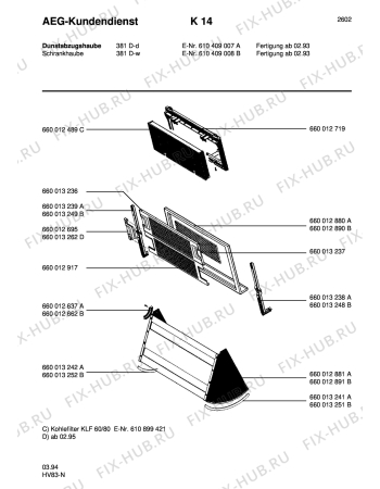 Взрыв-схема вытяжки Aeg 381 D - D - Схема узла Section1